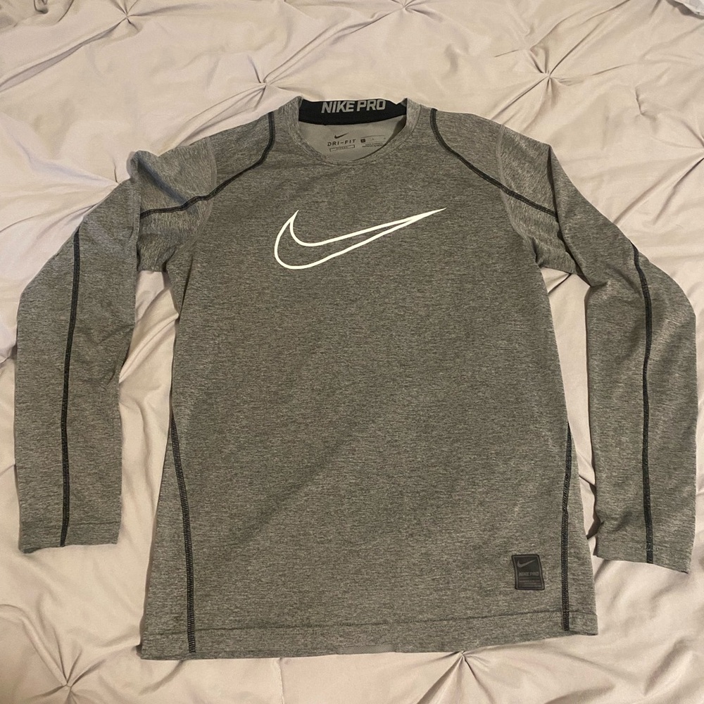 Nike Pro Gray Kid’s Long Sleeve Fitted Shirt